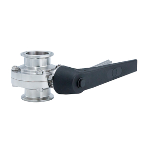 Válvulas borboleta manuais de aço inoxidável com três braçadeiras sanitárias