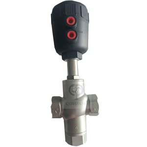Válvula de assento angular NPT de três vias de cabeça de plástico de aço inoxidável com atuador pneumático