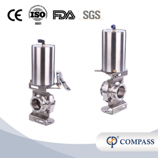 2 polegadas 50,8 mm higiênico higiênico aço inoxidável grau de alimento SS304 Válvula de borboleta pneumática com interruptor de proximidade 