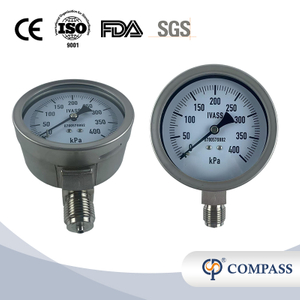 1/2 '-BSP Aço inoxidável SS304 Medidor de pressão radial de haste 100mm