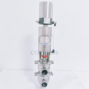 SS316L DN40 Sanitária Aço Inoxidável 21 Modelo LL Tipo Válvula desviadora pneumática de solda de topo com posicionador de válvula inteligente