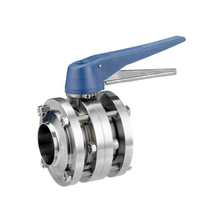 Válvulas de borboleta manuais sanitárias de três peças com alça de garra