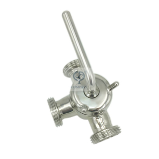 Válvulas macho de três vias com rosca macho de fundição sanitária de aço inoxidável SS304 SS316L