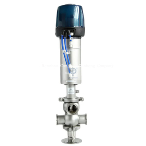 FH01 Saniatry SS304 SS316L Válvula pneumática à prova de mistura de assento duplo com cabeça de controle inteligente 