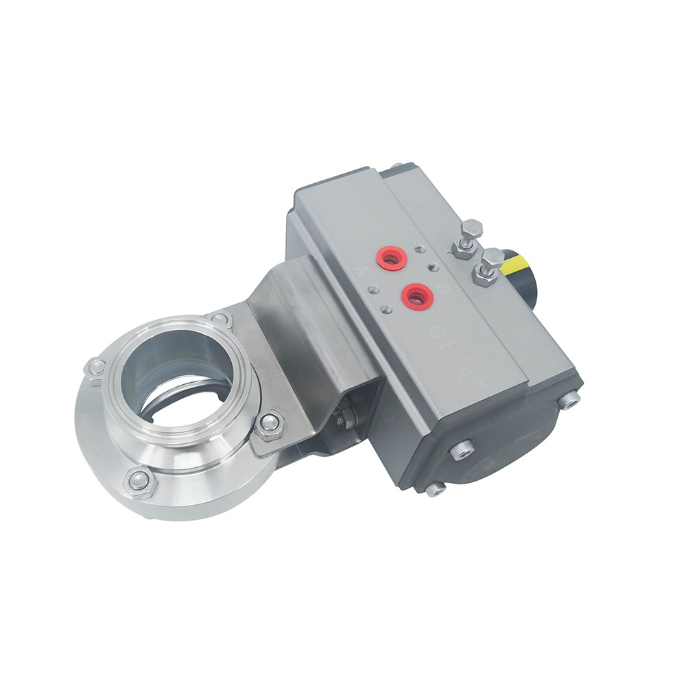 12 polegadas 304,8 mm higiênico higiênico aço inoxidável grau de alimento SS304 Válvula de borboleta pneumática com pneumática com atuador pneumático 