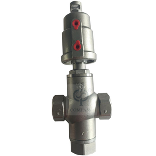 Válvula de assento angular de três vias de cabeça de aço inoxidável de rosca fêmea