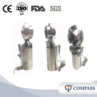 DN80 85mm higiênico higiênico aço inoxidável grau de alimento SS304 Válvula de borboleta-ladra pneumática com atuador pneumático 