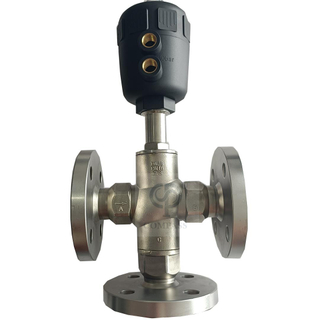 Cabeça de plástico de aço inoxidável três vias extremidades de flange Válvula de pistão de assento de ângulo pneumático 