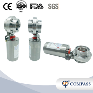 3/4 polegadas RD36 × 1/8 higiênico higiênico de aço inoxidável de aço inoxidável grau SS304 Male Thread Pneumatic Butterfly Válvula 