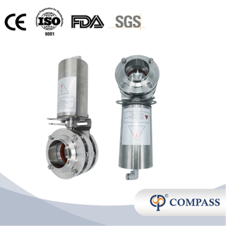 1/2 polegada 12,7 mm higiênica higiênica de aço inoxidável grau SS304 SMS Válvula de borboleta pneumática de 3 peças 