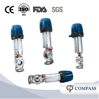 1/2 polegada de 12,7 mm higiênica higiênica de aço inoxidável grau SS304 SMS Pneumático Clamp Butterfly Válvula com cabeça de controle