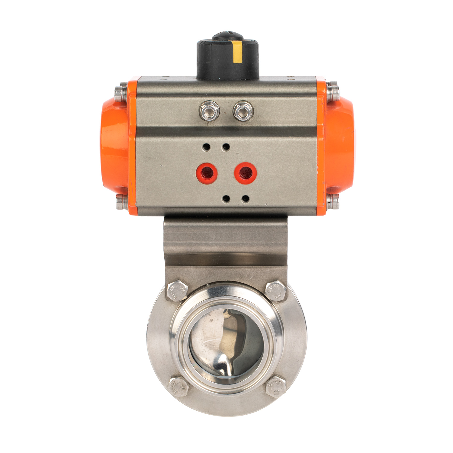 12 polegadas 304,8 mm higiênico higiênico aço inoxidável grau de alimento SS304 Válvula de borboleta pneumática com pneumática com atuador pneumático 