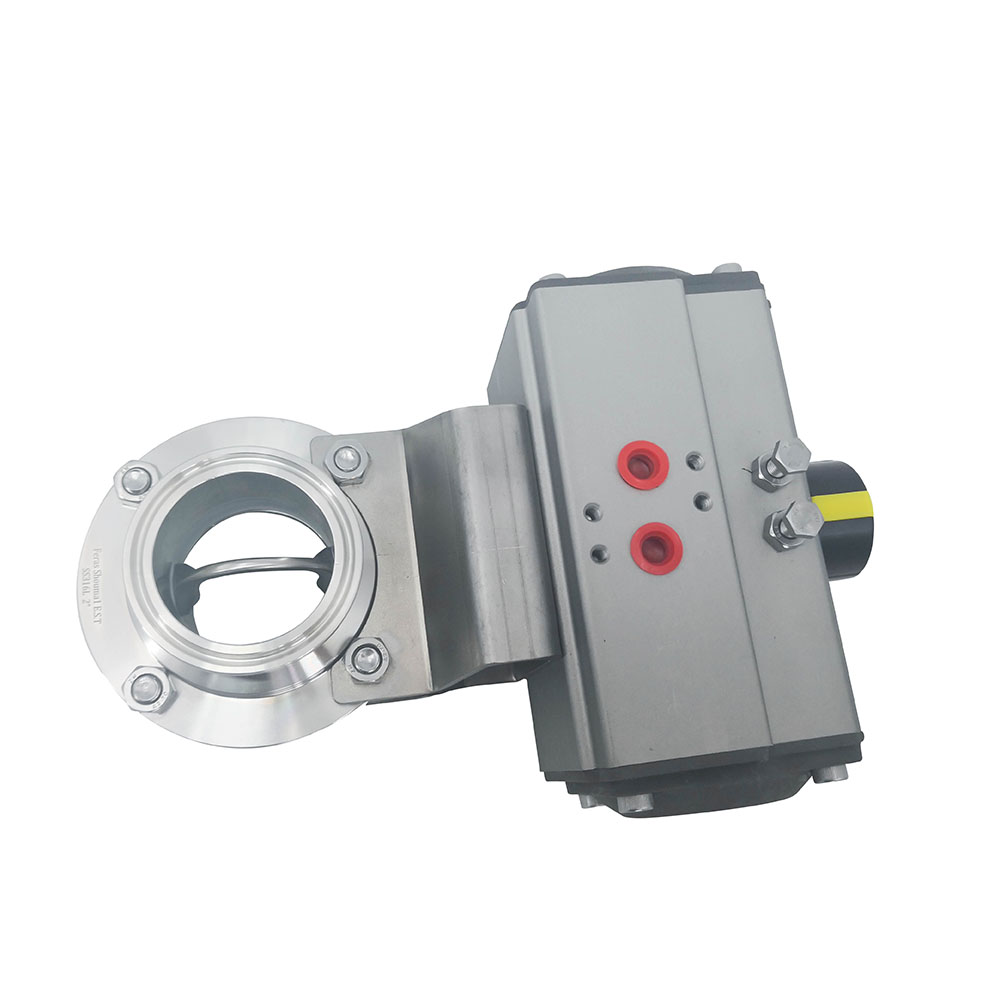 12 polegadas 304,8 mm higiênico higiênico aço inoxidável grau de alimento SS304 Válvula de borboleta pneumática com pneumática com atuador pneumático 