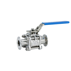Válvula esférica com braçadeira de aço inoxidável sanitária de três peças