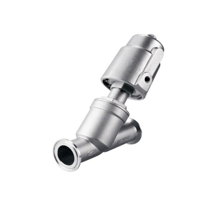 Válvula de assento de ângulo de braçadeira pneumática sanitária de aço inoxidável com atuador de aço inoxidável